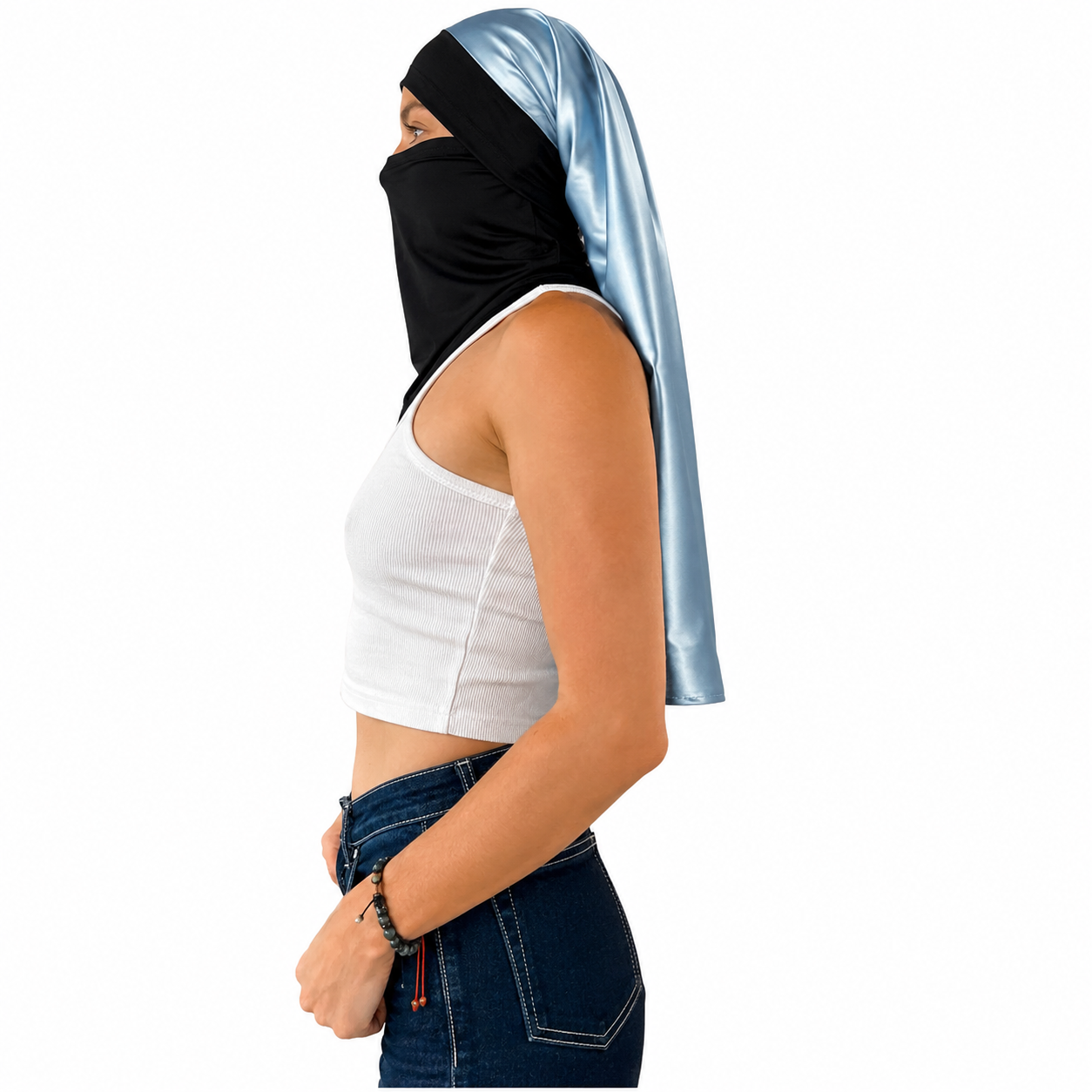 Pescuezo Doble Hijuepeta Satín Azul 70cms