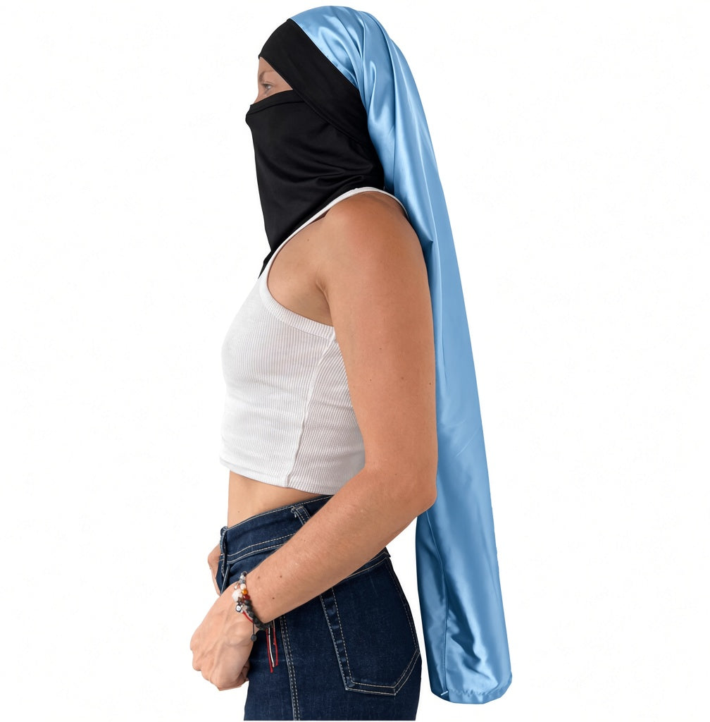 Pescuezo Doble Hijuepeta Satín Azul 100cms