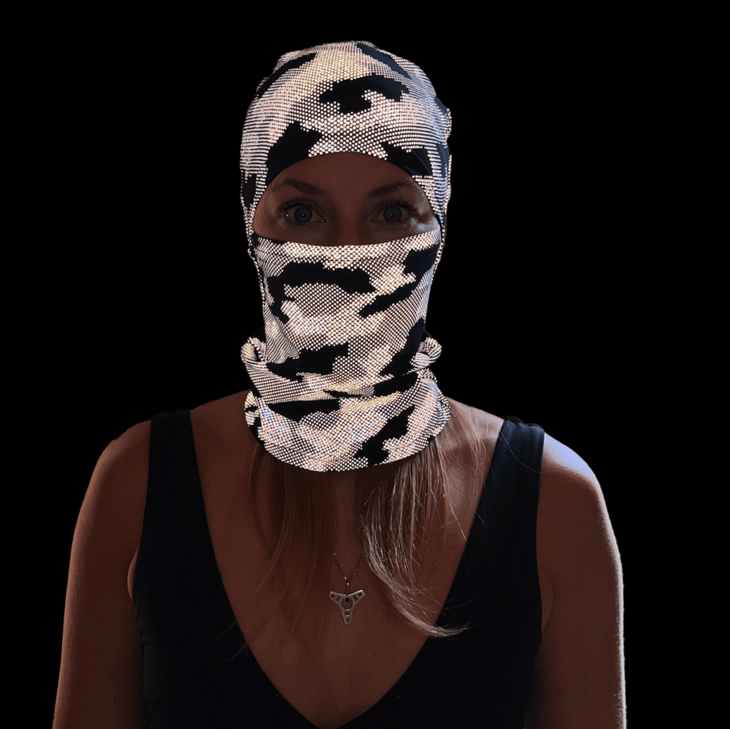 Balaclava Gato Luz Reflectivo Camo BYN - Pescuezo