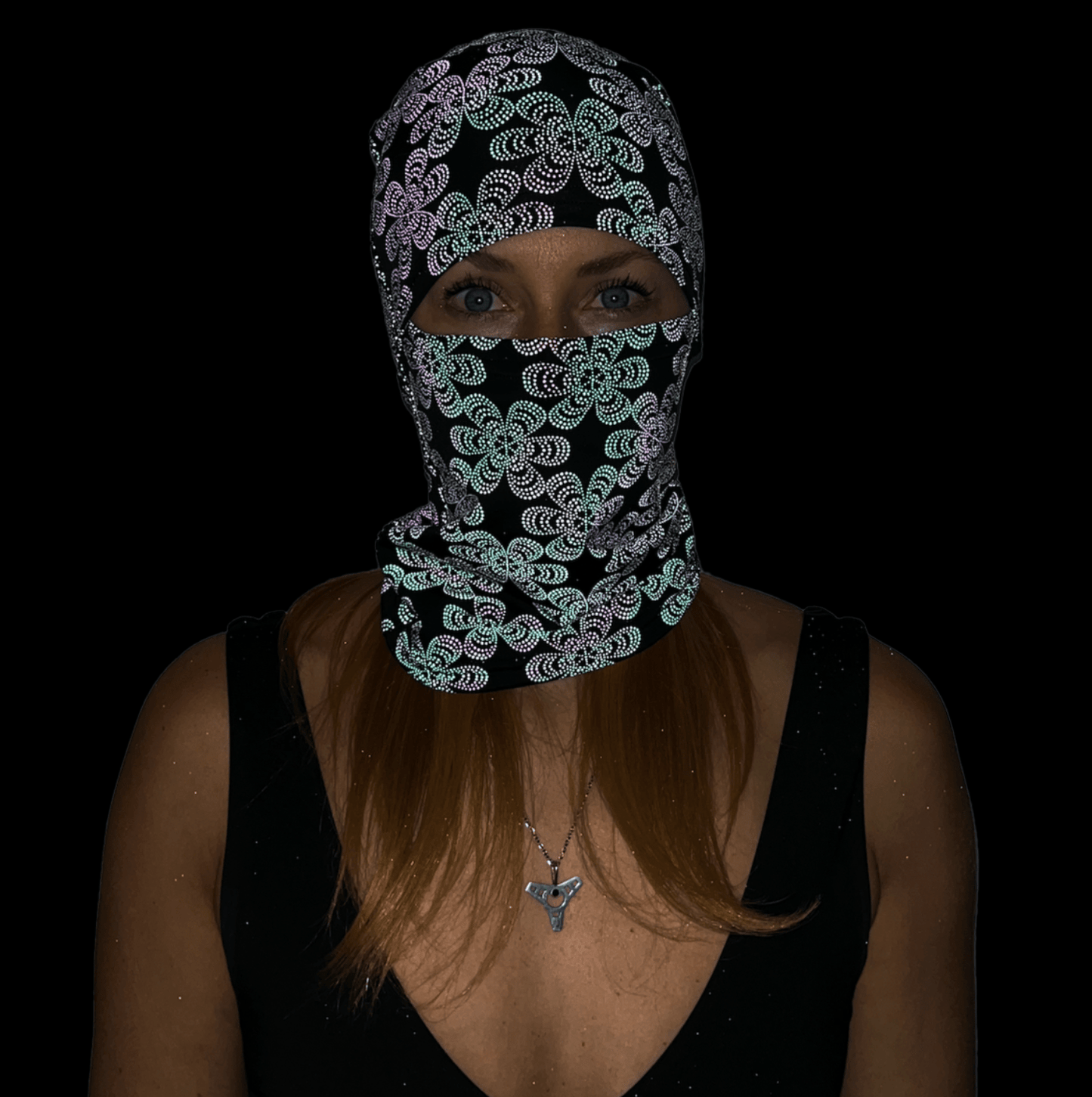 Balaclava Gato Luz Reflectivo Floral Multicolor - Pescuezo