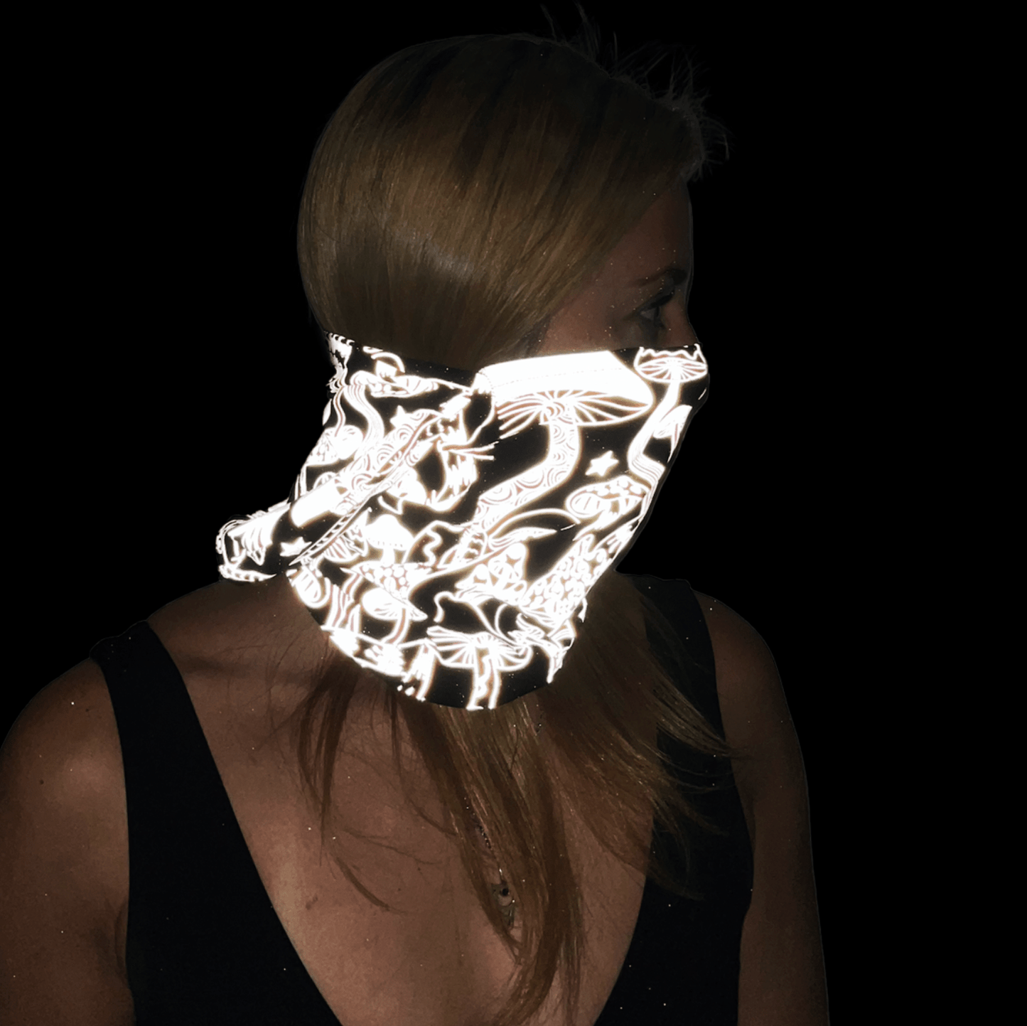 Balaclava Gato Luz Reflectivo Hongos BYN - Pescuezo