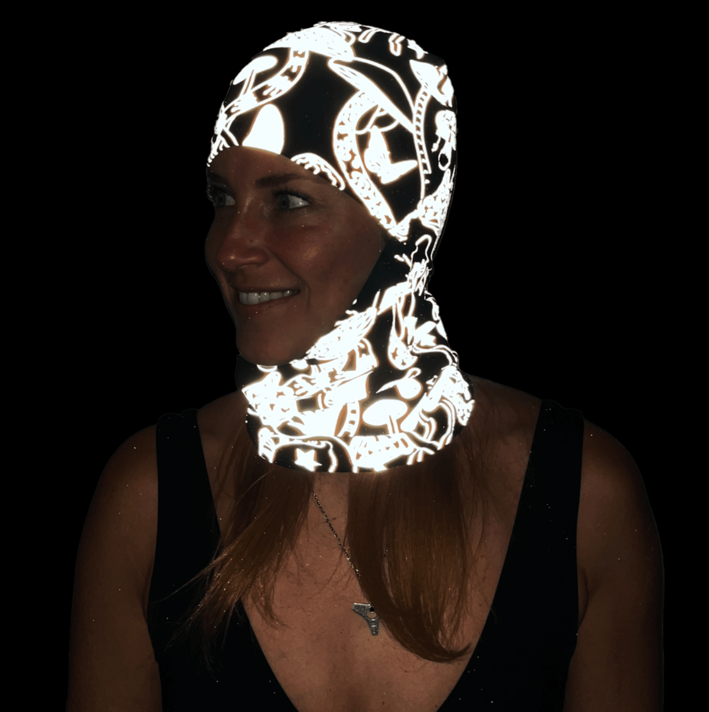 Balaclava Gato Luz Reflectivo Hongos BYN - Pescuezo