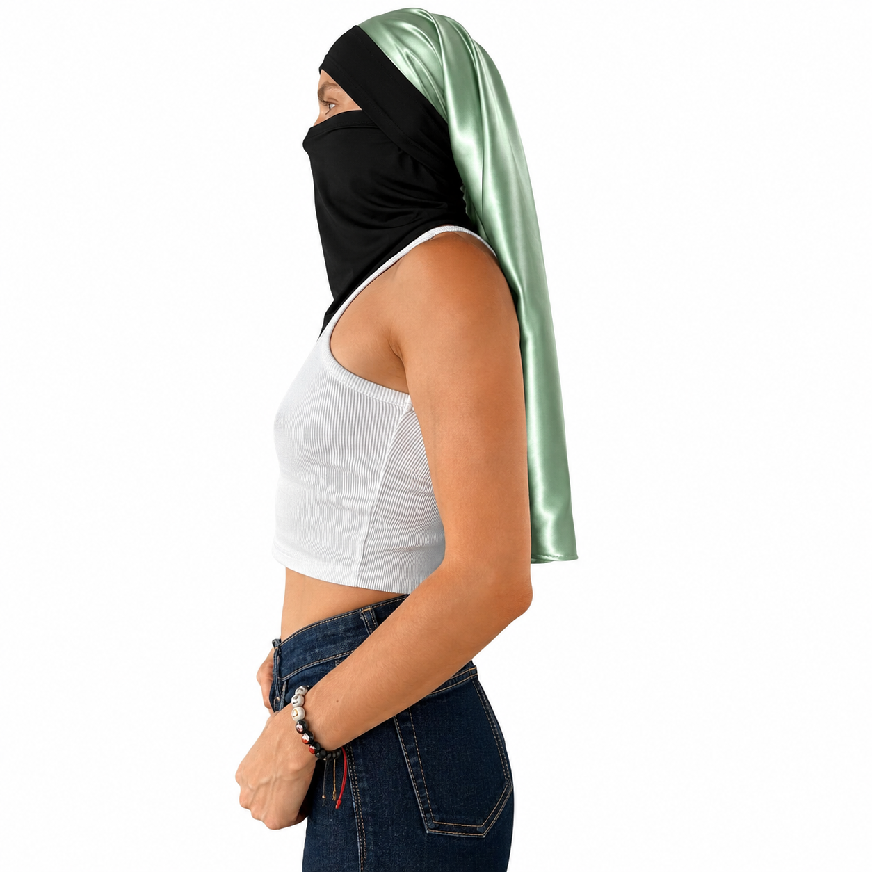 Pescuezo Doble Hijuepeta Satín Verde 70cms