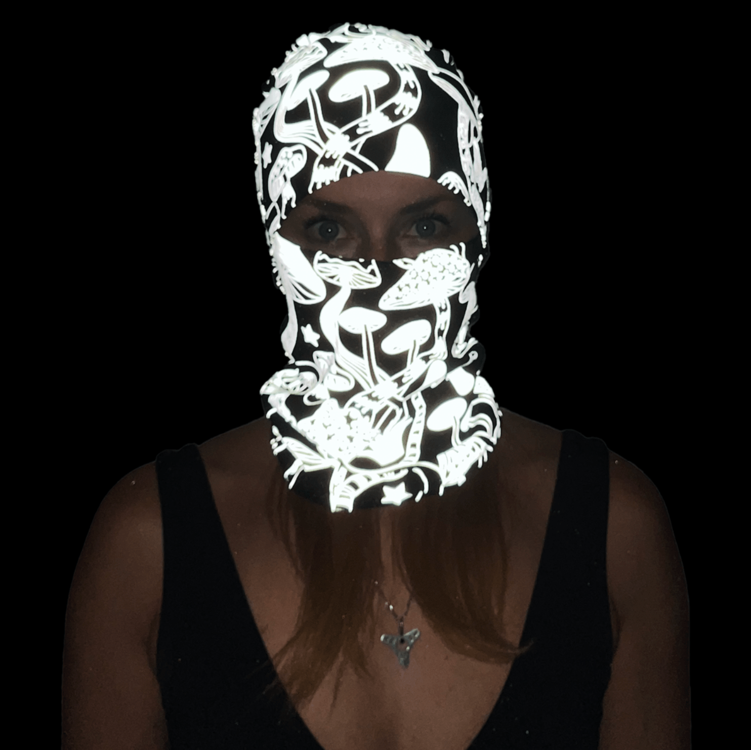 Balaclava Gato Luz Reflectivo Hongos BYN - Pescuezo