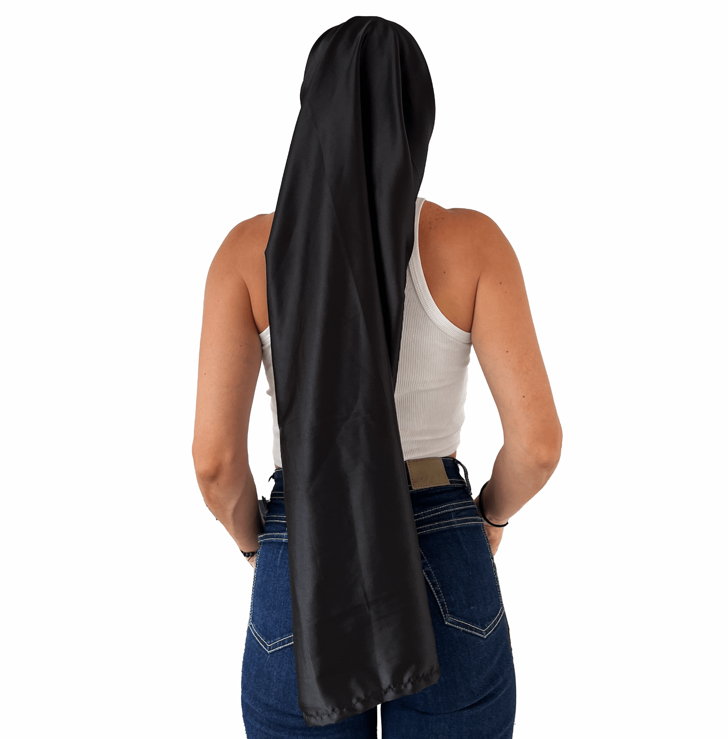 Doble Hijuepeta Satín Negro 100cms - Pescuezo