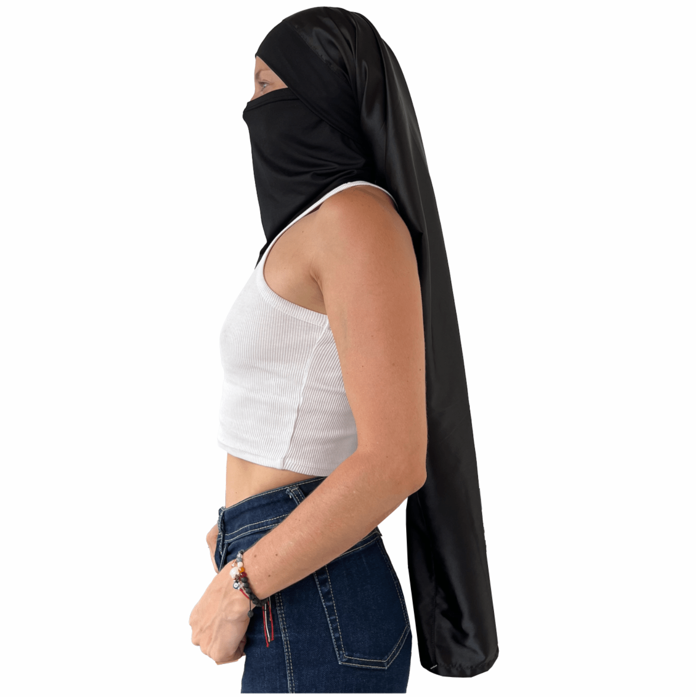 Doble Hijuepeta Satín Negro 100cms - Pescuezo