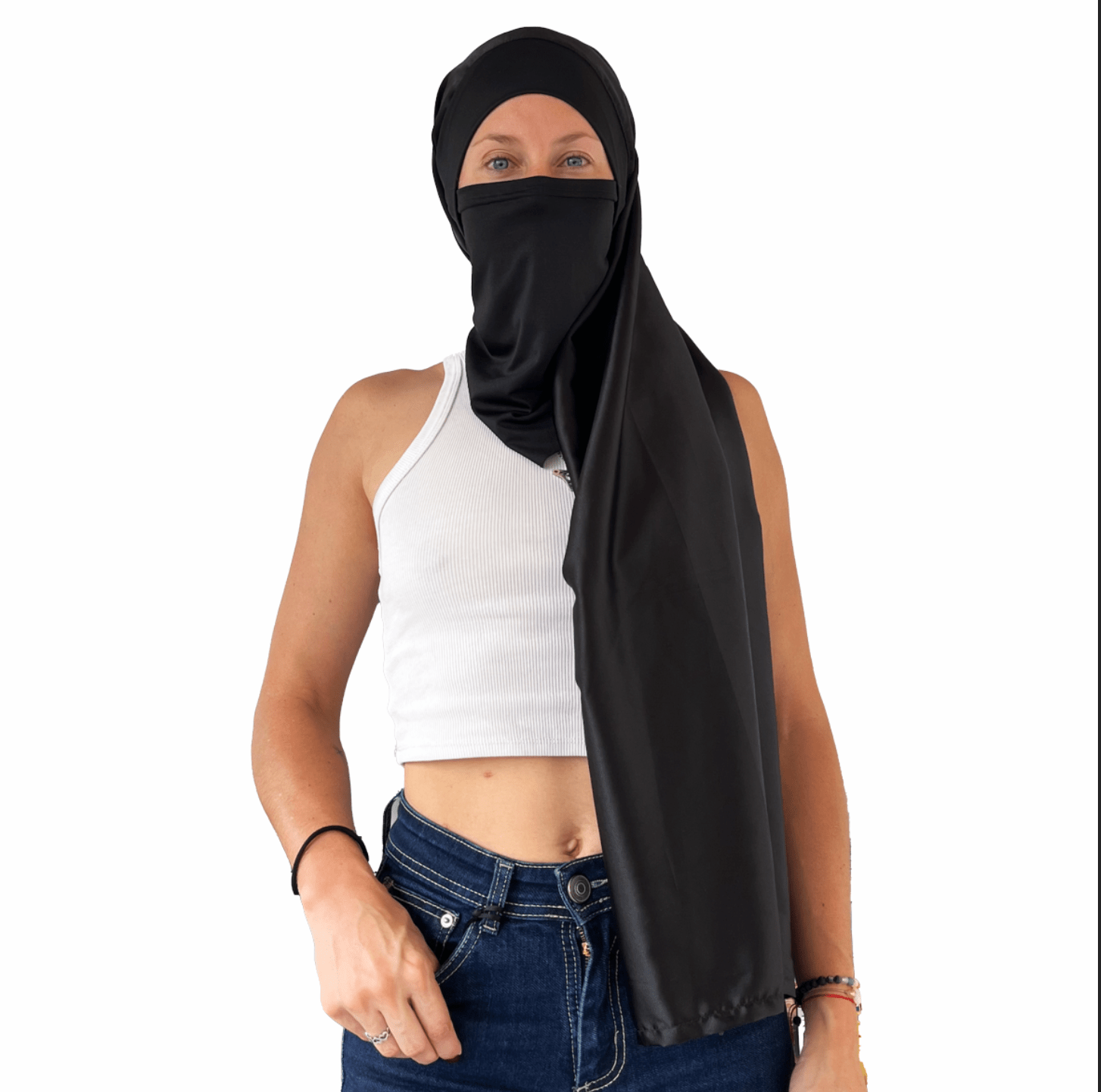 Doble Hijuepeta Satín Negro 100cms - Pescuezo