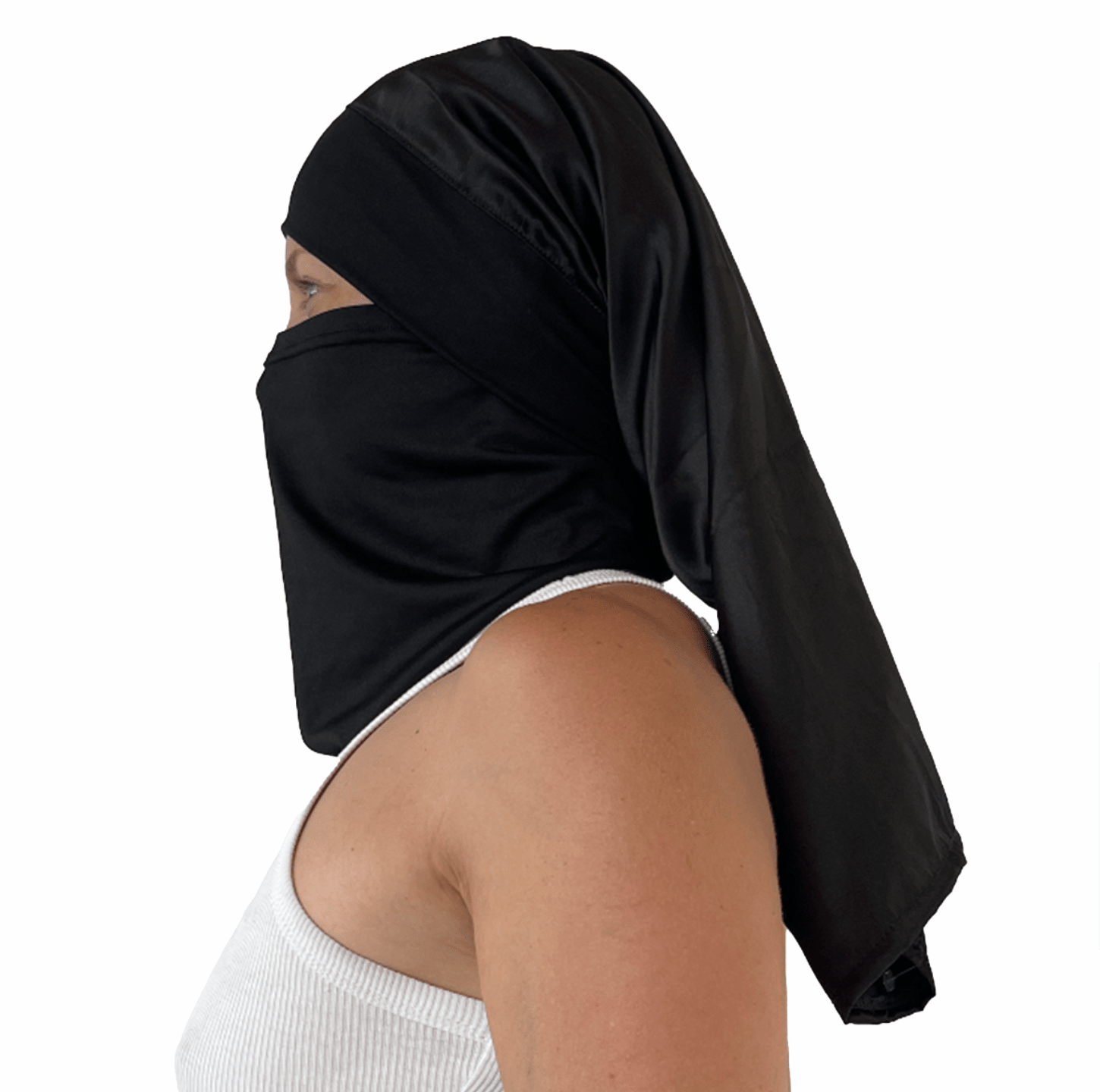 Doble Hijuepeta Satín Negro 50 cms - Pescuezo