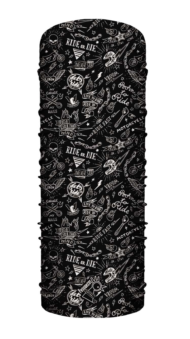 Microfibra tatoo moto negro - Pescuezo